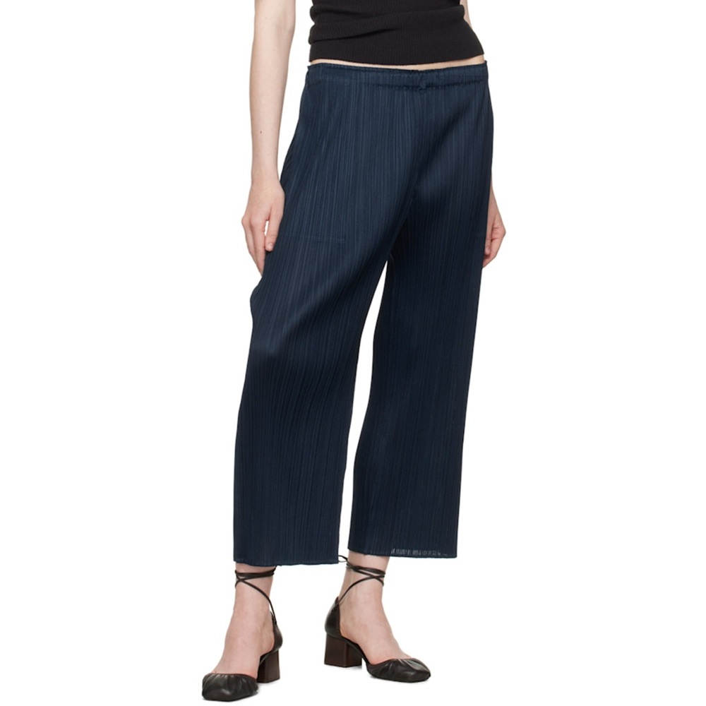 Issey Miyake Pleats Please Trousers in Navy Blue